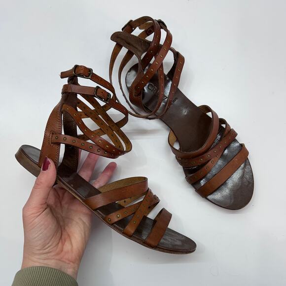 J. Crew Shoes - J. Crew Leather Gladiator Sandal 7 Brown Studded Strappy Summer Preppy